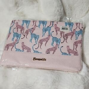 Bewaltz Pink Blue Leopard Pouch Clutch Makeup Bag